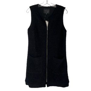 Sanctuary Sherpa Zip Mini Sweater Dress Sleeveless Lined Black Size Medium